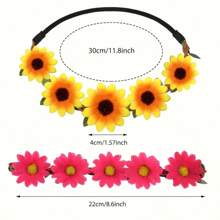 5 buc bentiță boemă cu model de floarea-soarelui, accesorii de păr cu coroană de margarete pentru mireasă, fotografie de călătorie pe plajă, accesorii de păr, coroane, diademă