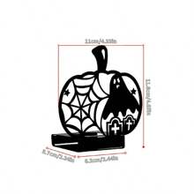 1 pieza Candelabro decorativo con silueta de calabaza de hierro creativa, con adornos de fantasma, arañas, murciélagos y búhos, decoraciones temáticas de Halloween, decoración del hogar, decoración de oficina, mejor regalo de cumpleaños, regalo del Día de San Valentín, regalos para fiestas, Halloween, Acción de Gracias, regalos de Navidad