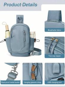 Bolsa de Tiracolo Portátil e Leve, Bolsa de Peito de Grande Capacidade com Porta USB para Carregamento, Bolsa Lateral Multifuncional, Bolsa de Ombro de Luxo com Vários Bolsos para Estudantes Escolares, Bolsa Transversal de Viagem à Prova d'Água de Cor Sólida, Bolsa Unissex para Telefone Celular para Negócios, Outdoor, Caminhada, Bolsa Esportiva e de Moda de Rua para Meninos e Meninas