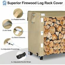 Outdoor Firewood Rack Cover Waterproof Wood Rack Covers Firewood Log Storage Covering For Patio Logs Holder 4FT Wood Holder Cover Camel 420D Oxford Fabric Only Cover No Rack - Camel - View 4