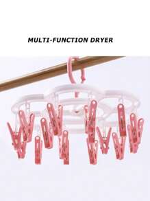 1/3pcs 16 Clips Portable Socks Cloth Hanger Rack Clothespin Folding Multifunctional Wardrobe Storage Cloth Hangers Plastic Drying Racks