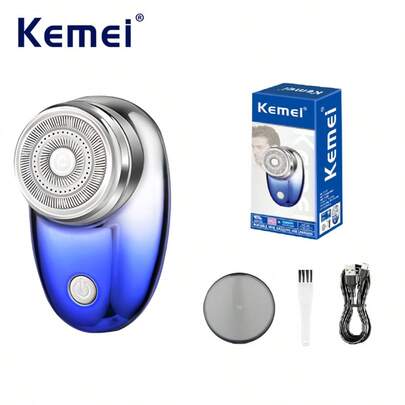 Kemei Afeitadora eléctrica de láminas flotantes KM-C52 para hombres, afeitadora eléctrica recargable para hombres con pantalla LED, recortadora de barba afeitadora facial como regalo para hombres, mini recortadoras de barba inalámbricas, tipo USB C