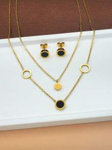 3 Piece Women's Bohemian Style 18K Gold Plated Round Shell Necklace Earrings Valentine's Day Mother's Day Gift   Dance Party Accessory Set