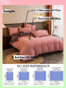 3pcs Pink & Charcoal Grey Skin-Friendly Bedding Set For Boys & Girls Dormitory, 1 Duvet Cover, 2 Pillowcases, Machine Washable, No Filler