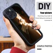 1pc Customized Unique Pattern Stepped Full Silicone Lens Protection Phone Case, Compatible With Apple 16, 15, 14, 13, 12, 11 Pro Max, Cat, Floral Glitter Pink, Burgundy Red Color, Fashionable, Multicolor, Matching Phone Case, Simple Custom, Personalized, Distinctive, Suitable As Birthday, Holiday, Father's Day, Thanksgiving, Halloween Gift For Friends, Family, Girlfriend