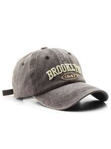Gorra de béisbol con bordado de letras 'Brooklyn 1947' con efecto desgastado vintage, gorra snapback versátil y casual unisex, de talla ajustable, apta para todas las estaciones
