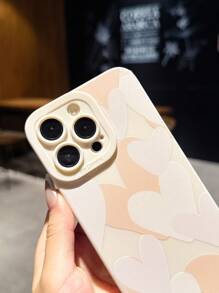 Orange & Weiß Herz Muster Handyhülle - Kompatibel mit Apple 16 Pro Max, 14/13, 12, 11 Pro Max, XS Max, X, XR, 8, 7, 6S, Plus, Mini, stoßfeste Handyhülle, passend als Geburtstagsgeschenk, für Freundin, Freund oder für den Eigenbedarf