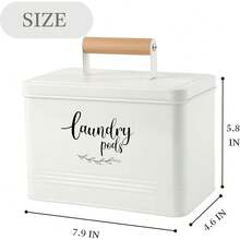 New  Laundry Pods Container, Farmhouse Laundry Pods Holder  Lid For Laundry Room Dr And Accri, Metal Detergent Pods Container For Laundry Room Anization And Storage (Cream, Pods) - Cream  Pods - View 3