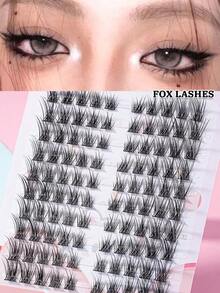100 Pcs Eyelashe Extensions-DIY Cluster Lashes Cat Eye Lashes Individual Lashes Faux Mink Lashes Wing-Tipped Effect Natural Soft False Eyelashes - Black - View 1
