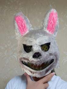 1 件万圣节兔子面具恐怖面具动物头面具万圣节角色扮演道具（颜色随机） - 彩色 - 查看 3