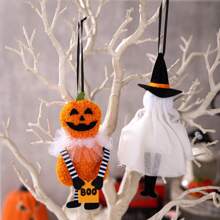 4 PCS Halloween Hanging Ornaments, Halloween Pumpkin Witch Spooky Handmade Decorations For Home Decor Tree Ornament Decorations Halloween Decor Fall Decor Room Decor Autumn Decor