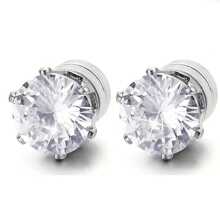 5 pares de pendientes de aro de acero inoxidable con remaches brillantes y circonita cúbica sintética, pendientes de joyería adecuados para mujeres y hombres