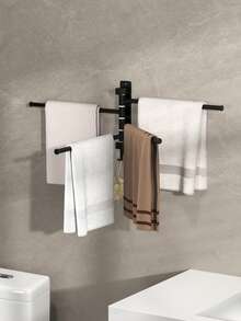 1 件现代毛巾架，带 3/4/5 个旋转臂，壁挂式毛巾杆，节省空间的浴室毛巾架带挂钩，无需组装，无需钻孔，易于安装，厨房和浴室配件返校