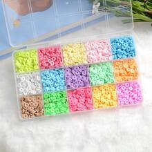 10/15/24 Cores Conjunto de Contas de Argila Polimérica Redonda Plana, Para Fazer Joias, Contas Espaçadoras de Argila Para Pulseira, Colar, Brinco DIY, Inclui Contas com Alfabeto, Adequado Para Crianças e Adultos - Multicolorido - Visão 12