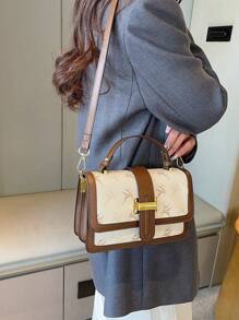 Vintage Large Capacity Tote Bag, Luxury PU Crossbody Bag, Women's Classic Casual Handbag & Shoulder Purse