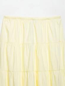 DEEKA Summer New Casual Fashion Simple Versatile Bowknot Patchwork Mid-Waist Skirt - Yellow - View 9