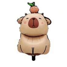 1set Capybara Theme Birthday Party Decoration Set: 6 Aluminum Foil Balloons + 1 Set Of "Happy Birthday" Letter Banners