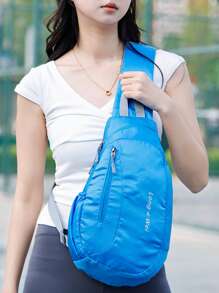 1 pieza Mochila de nailon, bolsa deportiva y de ocio para exteriores, bolsa de pecho para ciclismo, riñonera multiusos de gran capacidad y peso ligero, bolsa de mensajero impermeable para viajes