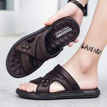 Casual Rubber Slide Sandals, Men's Summer Beach Versatile Lightweight Waterproof Thick Sole Outdoor Anti-Slip Open Toe Breathable Shoes