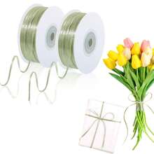 1/2pcs 100 Yards Green Ribbon Double Faced Light Green Ribbon Thin Ribbons For DIY Crafts Gift Wrapping Party Graduate Festive Party Decorations(100 Yards 1/8 Inch )