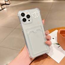 1pc Phone Case: 1 White Heart Minimalist Design Transparent TPU Phone Case With Card Slot, Compatible With IPhone 16/15/14/13/12/11 Pro Max/XS/XR/7/8 Plus Valentine's Day Phone Cases - Trong sáng - Xem 7