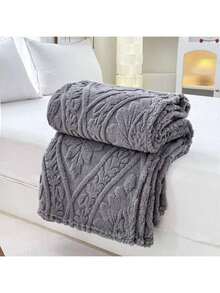 Manta King Size 230*200cm, 1200g, Manta de Muselina Borrega Caliente, con Puntada Decorativa, Patrón Geométrico Suave, Multicolor para Cama, Sala, Viaje, Ideal para Navidad - Morado - Ver 3