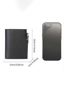 1 件新款男士短款钱包，多功能拉链钱包，带多个卡槽，大容量商务男士零钱包 - 黑色 - 查看 7