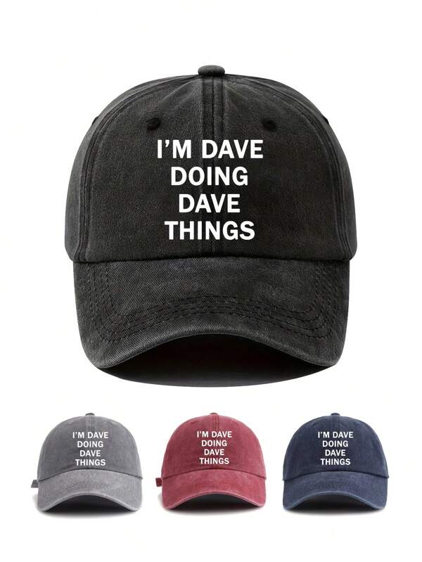 ATHACER "I'm Dave, Doing Dave Things" Funny Baseball Cap - Men's Vintage Washed Sun Hat In Black, Dark Gray, Navy Blue, Beige | Fashionable Retro Style, Suitable For Outdoor Fashion