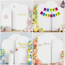 Arched Background Cover, 4 Feet, 5 Feet, 6 Feet, 6.6 Feet, 7.2 Feet, 8 Feet Wedding Vault Cover 2 Side Spandex Accessories Fabric Arch Background Dome Arch Background Fabric For Birthday Party Wedding Vault Stand Decoration (Shelf Not Included, Fabric Background Only)