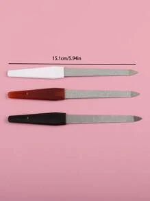 3 pièces de limes à ongles avec manche en plastique pointu, outils de polissage et de façonnage des ongles des doigts et des orteils, couleurs assorties