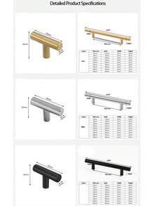 1pc/2pcs Silver/Gold/Matte Black T-Shaped Round Tube Stainless Steel Handle Kitchen Cabinet Handle Drawer Cabinet Door Handles - Multicolor - View 4