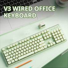 EWEADN V3 Wired Office Keyboard, Full Size 104 Quiet Keys, Comfortable Typing With Pudding-Style Keycaps, All-Metal Panel, Soft LED Backlight, Ergonomic Design For Daily Work & Home Office - Multicolor - View 3