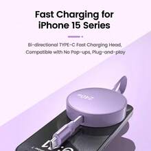 NNBILI 二合一 240W USB C 转 Type C 快速充电 USB C 双头伸缩数据充电线 兼容 iPhone15 16 Pro Max 兼容三星 兼容小米 适用于笔记本电脑手机 兼容 16、16 Pro Max、15、15 Plus、15 Pro、15 Pro Max，兼容 Redmi，兼容 OnePlus 充电器 - 彩色 - 查看 3