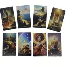 4,75" X 2,75"/12,06 cm X 6,99 cm Karty Tarota Golden Journey z książeczką, gra wróżbiarska, karta wróżbiarska