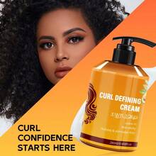280ml Argan Oil Curl Defining Cream - Hydrating Styling Conditioner For All Hair Types | Enhances Shine, Boosts Volume | Ideal For Dry & Frizzy Hair (Frizz Control & Moisture Lock) - Orange - View 2