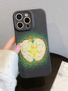 1 pieza Funda protectora para teléfono con diseño creativo de manzana amarilla, material TPU mate negro antichoque, adecuada como regalo festivo, compatible con Apple Xs/Xs Max/Xr/11/12/13/14/14 Plus/15/15 Plus/16/16 Plus