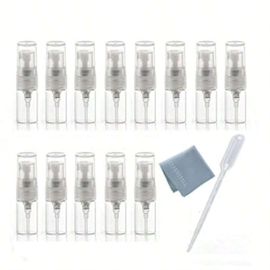 Elfenstall 10pcs Mini Clear 2ml 5 8 Dram Fine Mist Atomizer Vial Glass Bottle Spray Refillable Perfume Empty Sample Bottle Clean Cloth For Travel Party Free 3ML Dropperz010 - Transparent - View 1