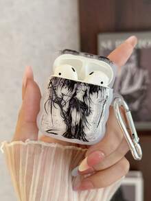 Religious 1pc Angel Design Transparent Wavy Pattern Bluetooth Earphone Protective Case Compatible With Airpods 1/2, AirPods Pro (2nd Generation) & AirPods 3/Pro - Clear - View 5