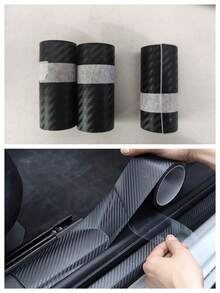 3D Carbon Fiber Sticker Car Threshold Protective Film Anti Scratch Waterproof Matte Black Nano Sticker For Car Body - Multicolor - View 3