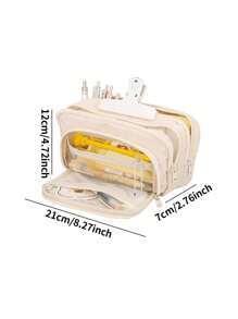 1 Peça Estojo de Caneta Simples e Espaçoso para Estudante - Bolsa de Armazenamento Portátil com Zíper Multifuncional, Tecido Adequado para Escola, Escritório, Acessórios de Viagem, Bolsa de Papelaria com Design de Compartimentos Múltiplos