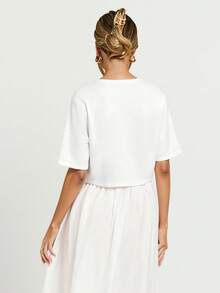 Alabaster White Cropped Oversized Tee 2025 Y2K Western Vacation Top Beach-Ready Summer Clothes For Women Going Out Staple Shirt Cute Casual Western Wear