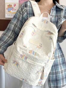 Mochila con lazo estilo japonés para niñas de secundaria y preparatoria, linda y versátil de gran capacidad, mochila de estudiante de alta calidad, mochila versátil de estilo japonés de lote pequeño y alta calidad para estudiantes de secundaria, preparatoria y universidad, bolso de hombro de gran capacidad, bolso para laptop para niñas (sin colgantes) - Multicolor - Ver 6
