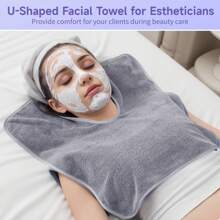 1 pièce Serviette de massage pour soins de la peau de salon de beauté en microfibre. Enveloppement facial personnalisé pour spa à domicile. Serviette d'enveloppement facial ESTHÉTICIENNE (gris foncé). Décoration de salle de bain à la maison, décoration d'automne, retour à l'école pour le salon de beauté et la salle de bain à la maison