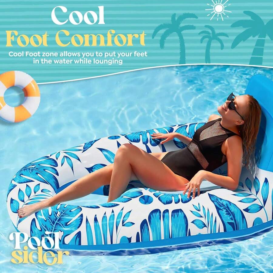 طفو حمام سباحة قابل للنفخ للكبار - طفو حمام سباحة مستلقي طفو طوافة كرسي طفو للسباحة في حمام السباحة والبحيرة مع حامل أكواب طفو لحفلات حمام السباحة والشاطئ للكبار، ضروريات الشاطئ، اكسسوارات الشاطئ
