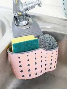 1pc Thicker Double Layer Adjustable Sink Storage Rack - Multifunctional Kitchen Organizer, Sink Hanging Bag, Plastic Drain Basket, Hanging Basket, Drain Rack - Multicolor - View 12