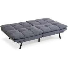 Futon Sofa Bed, Mid-Century Modern Memory Foam Loveseat,Small Euro Lounger Sofa For Compact Living Spaces,Apartment,Dorm,Studio,Guest Room,Home Office/Cushion,Grey - None - View 6