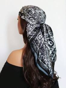 1 pièce Foulard carré en satin imprimé cachemire pour femmes, mode, convient pour les fêtes et l'usage quotidien, peut être utilisé comme bandana, fichu ou serre-tête. Accessoire idéal pour habiller votre look.