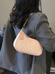 1 件 PU 软皮腋下包，时尚单肩包，休闲百搭链条斜挎包，纯色休闲日常包，适合日常使用 - 旅行、工作、购物、上学、通勤、约会、女士礼物、商务通勤