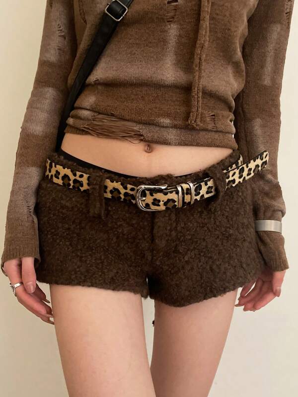 1pc Women Multicolor Faux Leather Personalized Waist Belt, Unique Design Leopard Print Fashionable Skinny Casual Belt, Suitable For Jeans, Music Festival, Party, And Gathering