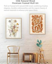 IHery Natural OAK Wood Framed Floral Wall Art, 12x16 In Set Of 3 Wildflower Canvas Prints, Beige Narrow Frame Botanical Flower Decor Bedroom Living Room2025 - OAK Framed Canvas Zinnia - View 7